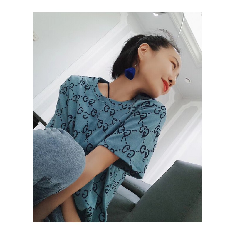 欧洲站2018春新款潮短袖纯棉T恤女装欧货打底衫韩版时尚字母上衣