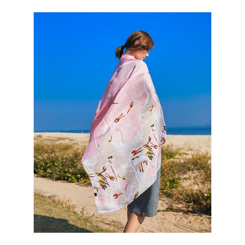 海滩丝巾女长款纱巾沙滩巾超大围巾夏季海边防晒披肩两用薄款