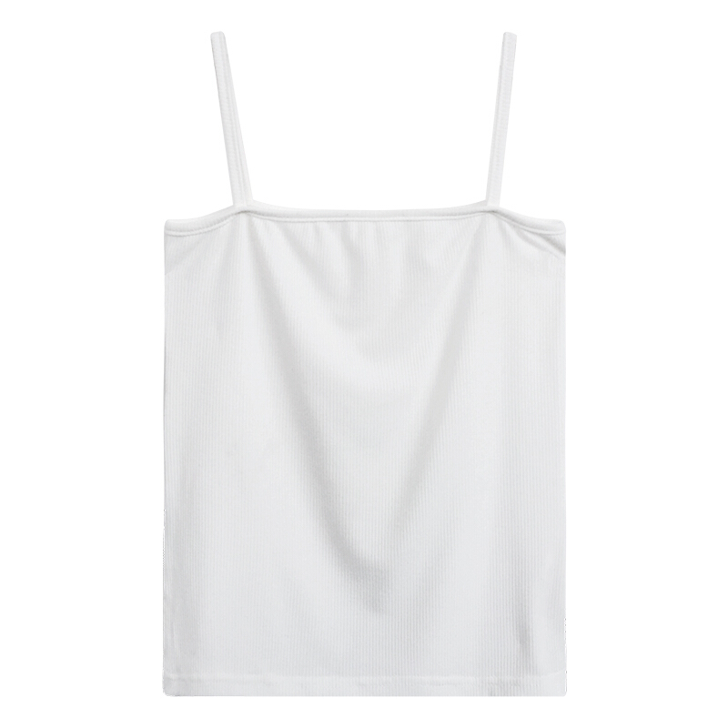 纯色针织带背心女夏季2018修身显瘦打底衫白色均码