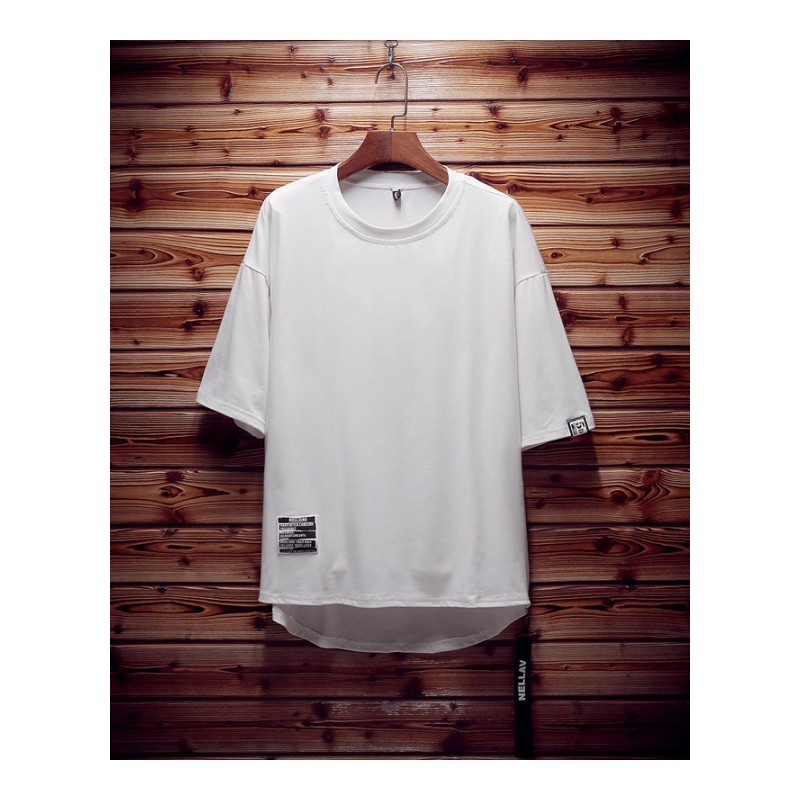 个性夏季男装短袖T恤衫男士加大码中长款五分半袖青年潮流T恤宽松