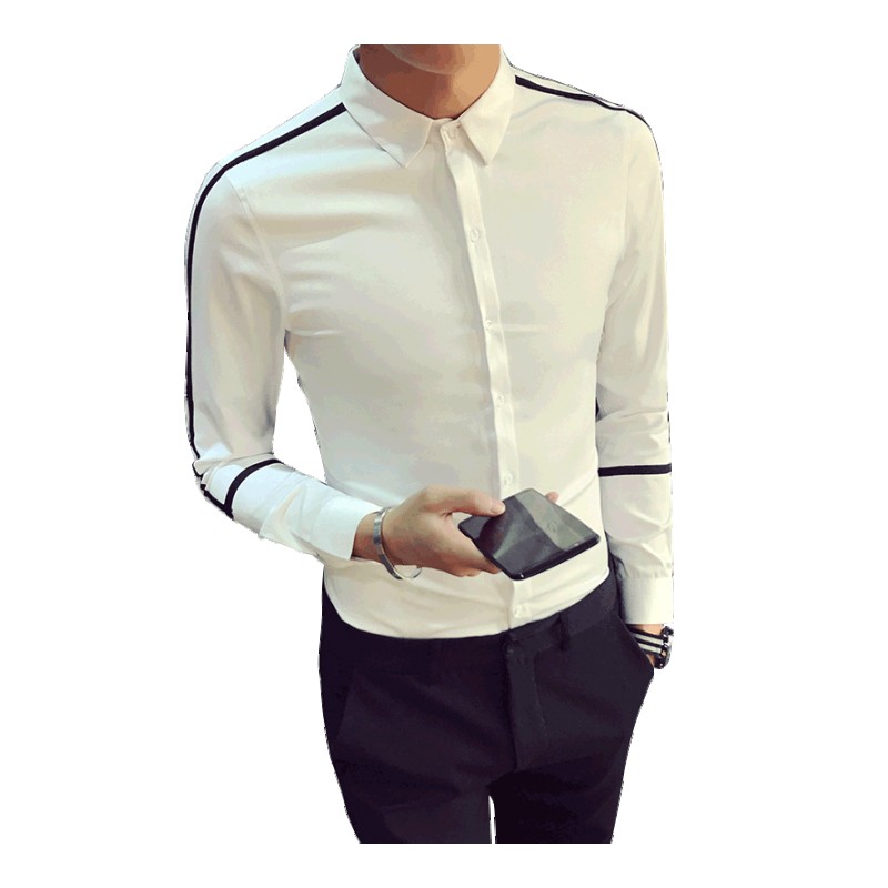 2018春季新款衬衫男士长袖帅气韩版修身型型师休闲衬衣潮流