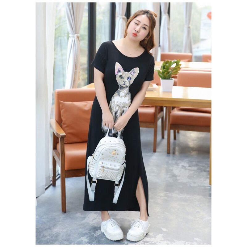 300斤超大码女装夏装260胖仙女加肥加大240宽松长款显瘦连衣裙特5