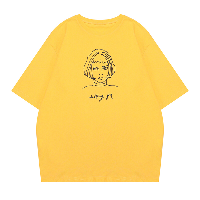 夏装2018韩版学院风趣味卡通女孩印花圆领短袖T恤女套头上衣白色均码