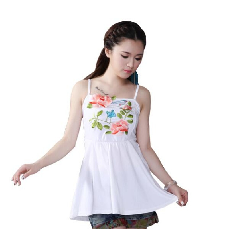中国风女装夏季性感小带衫复古刺绣花民族收腰小背心棉