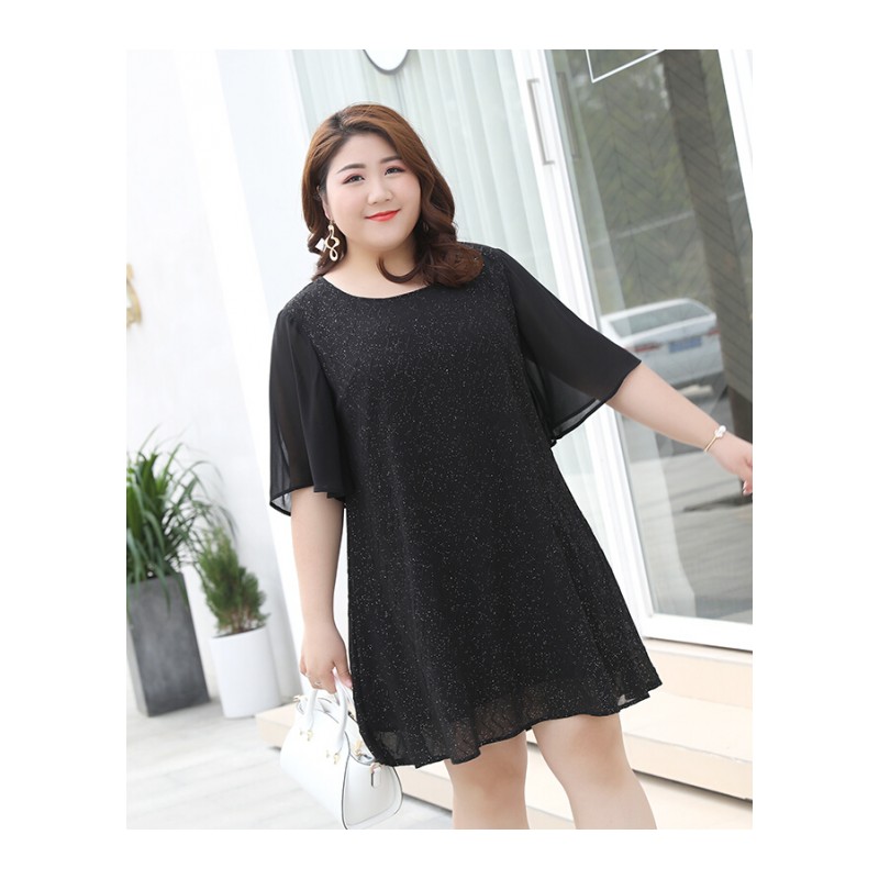 大码女装2018胖mm夏装加肥加大200斤宽松A版腰粗遮肚子连衣裙