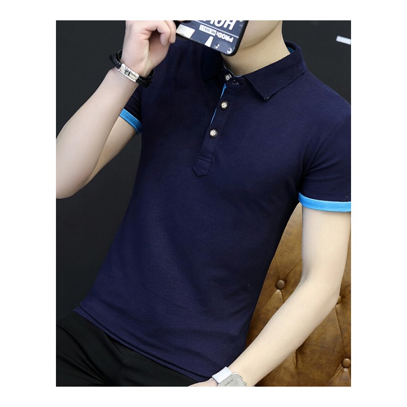 2018夏季新款韩版男士体恤POLO衫丅恤夏装修身男士衬衫领短袖T恤