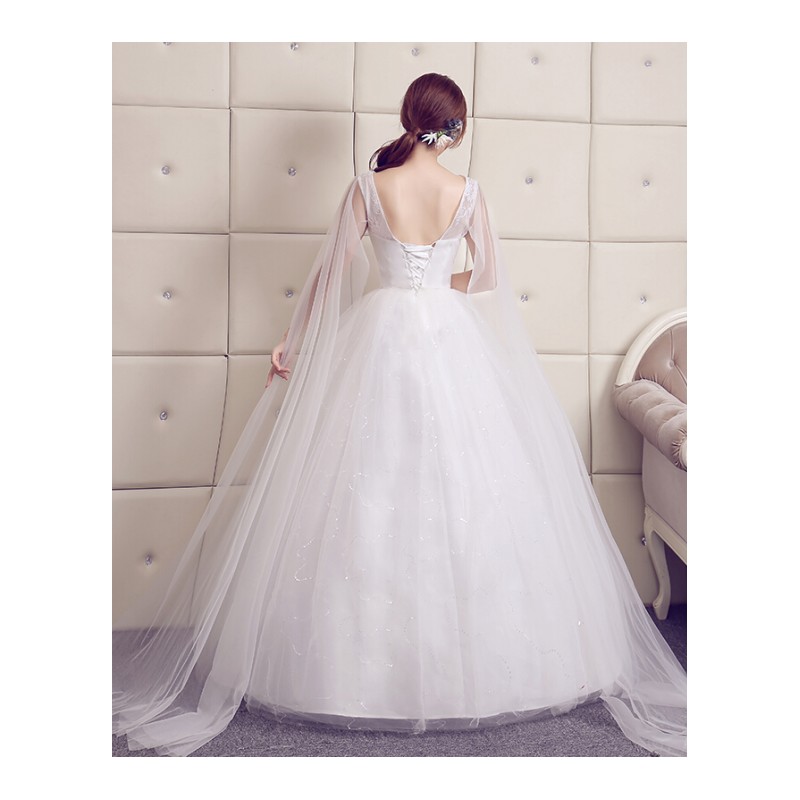 婚纱礼服2018新款新娘一字肩韩式修身显瘦公主梦幻拖尾夏季结婚女白色