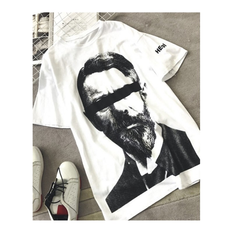 上衣女2018春夏新款后面字母印花中长款休闲宽松短袖T恤 白色 均码