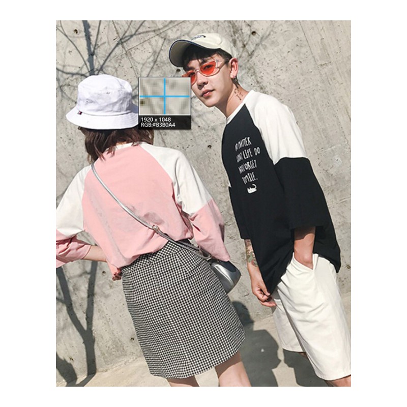 qlz情侣装夏装2018新款韩版原宿风字母短袖T恤潮男女宽松学生班服