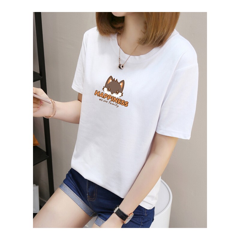 短袖T恤女夏装2018新款韩版宽松大码学生韩范半袖上衣服白色0822