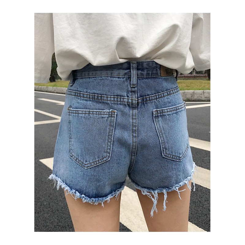 原宿风牛仔短裤女学生百搭夏装2018新款韩版chic阔腿裤裤子蓝色