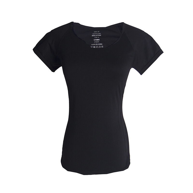 2018新款纯色跑步运动速干T恤女弹力紧身瑜伽短袖上衣健身服夏
