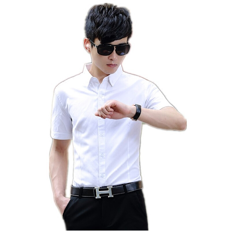 夏季薄款白色短袖衬衫商务男士职业上班衬衣韩版寸衫修身半袖衬衫
