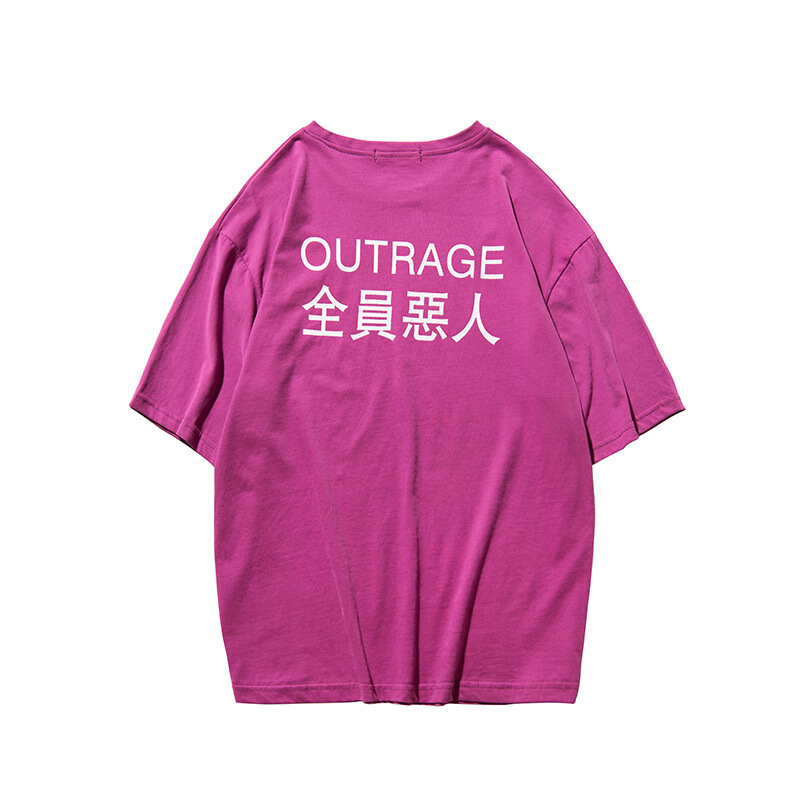 ins超火潮牌夏装短袖男港风休闲T恤bf宽松学生潮韩版五分袖T恤衫