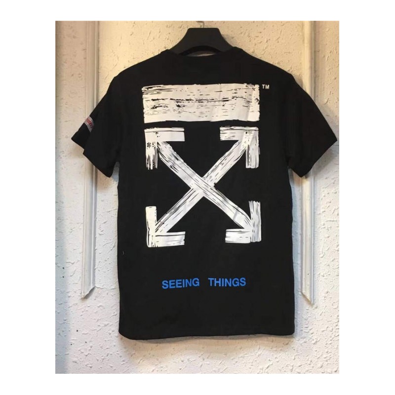 春夏装新款破坏箭头宽松学生男女情侣OW短袖T恤