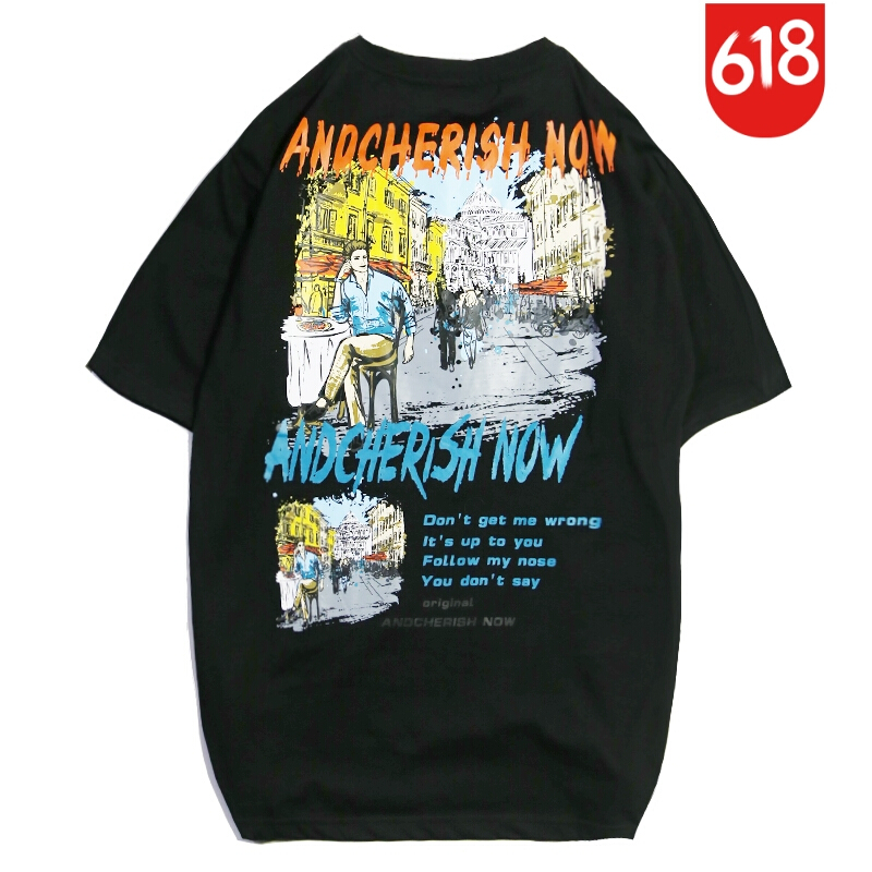 情侣装夏装2018新款个性印花短袖T恤原宿bf风宽松女气质学生半袖