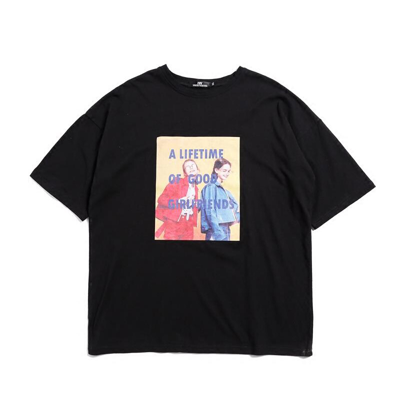 qlz情侣装夏装2018新款中长款字母短袖T恤韩版ins学生女连衣裙