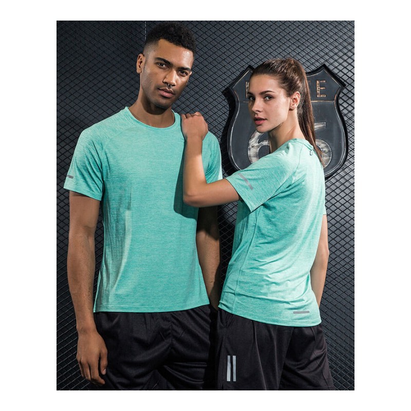 速干运动T恤男女情侣健身房上衣短袖透气排汗圆领宽松显瘦跑步衣黑色单件