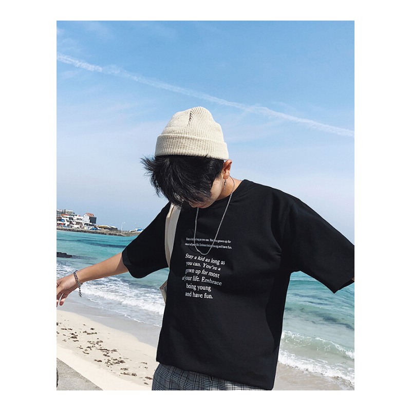 2018夏季男短袖T恤青年圆领半袖时尚简约体恤男装上衣纯色帅气潮