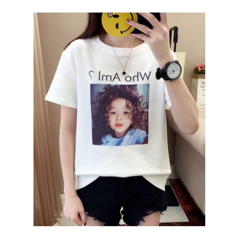 2018夏季新款韩版印花T恤女短袖宽松半袖上衣打底衫