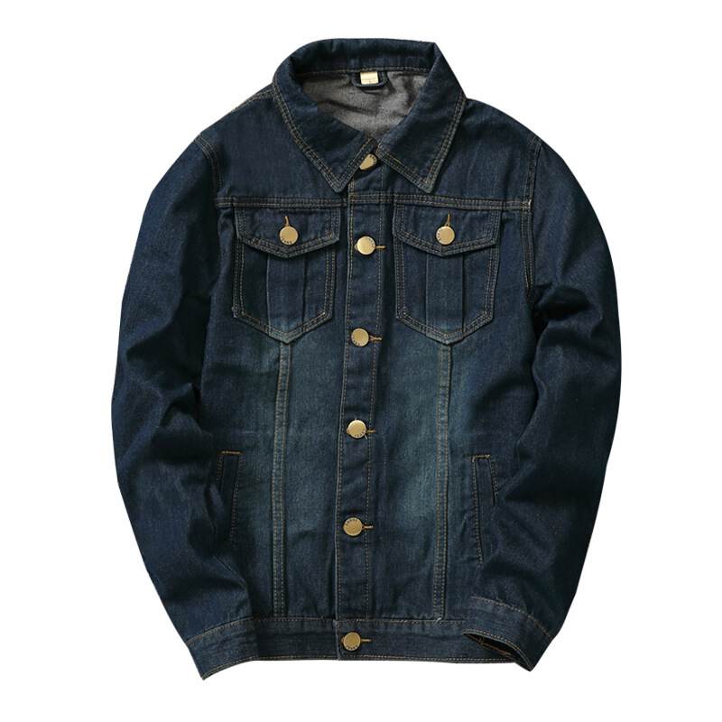 2018秋冬季新款韩版休闲夹克潮青年长袖宽松牛仔外套侧缝插袋蓝色