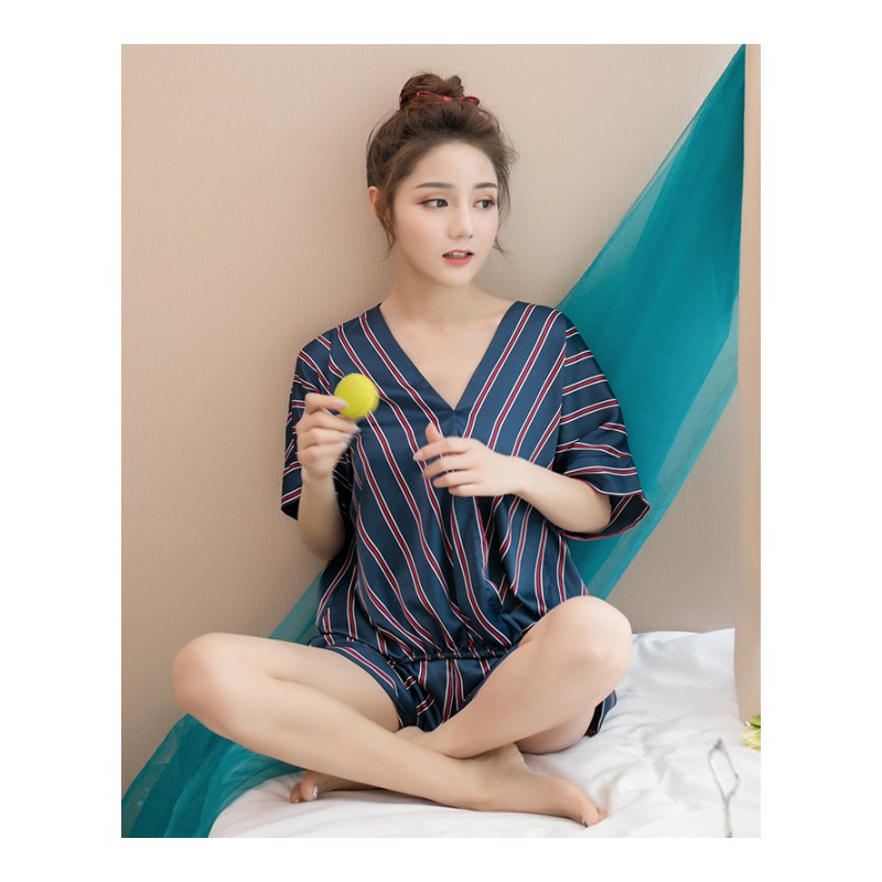 睡衣女夏季短袖两件套装甜美韩版清新春秋性感家居服夏天白色荷花袖