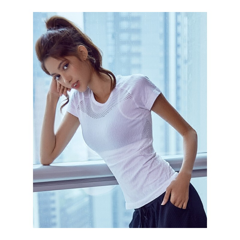 网孔透气运动短袖女紧身休闲显瘦T恤速干跑步训练健身服瑜伽上衣