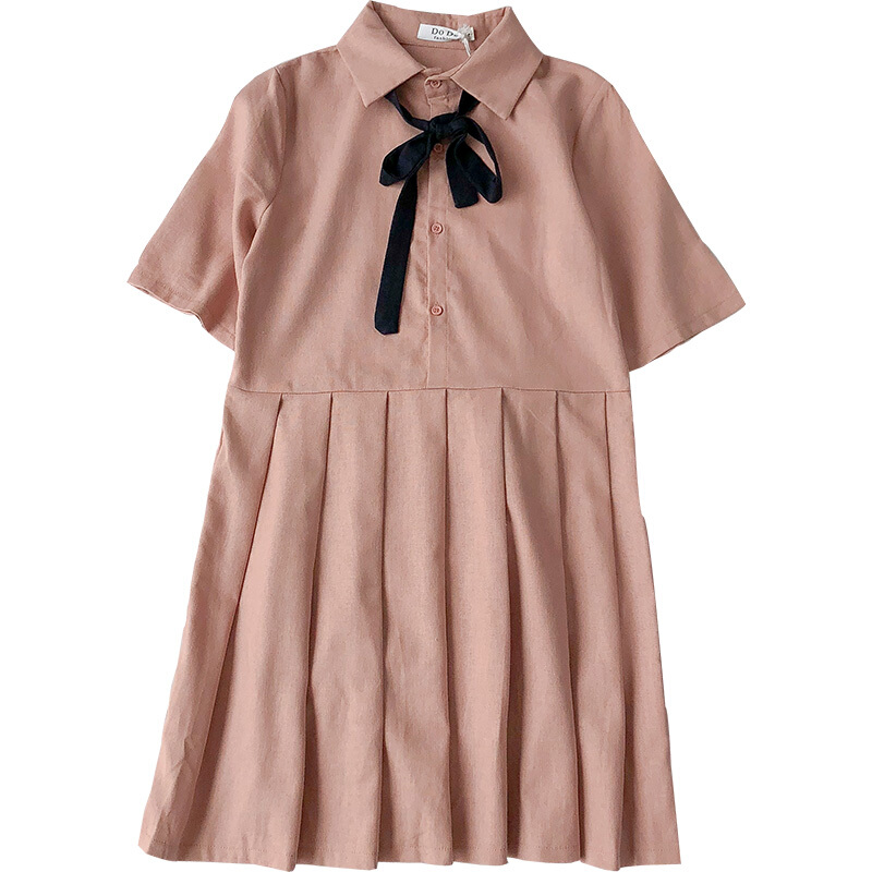 夏装2018女装韩版日系甜美小清新连衣裙女学生气质仙裙子潮lm粉色