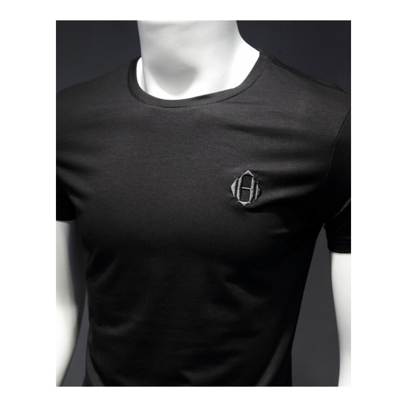 男士短袖T恤2017夏季新款圆领大码刺绣字母半袖上衣男装小衫