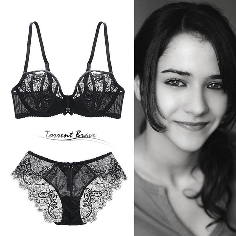 文胸套装2018夏季新款女士蕾丝超款薄睫毛大胸聚拢性感内衣内裤
