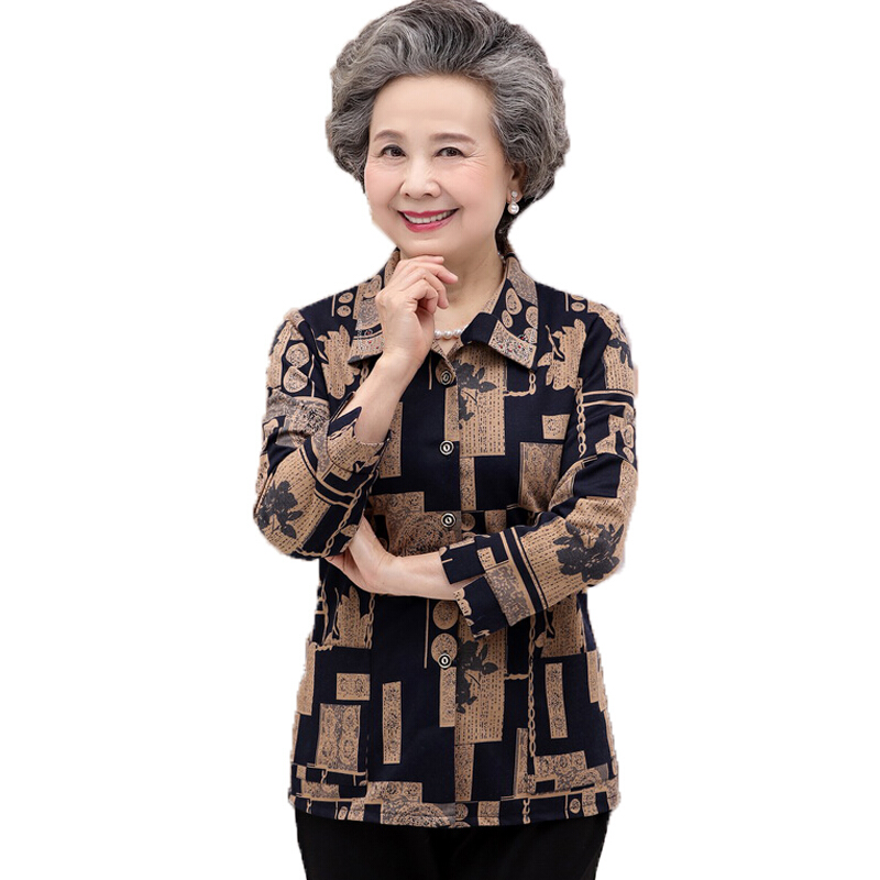 中老年人女装秋装长袖衬衫60-70岁奶奶装春秋装老人衣服妈妈上衣