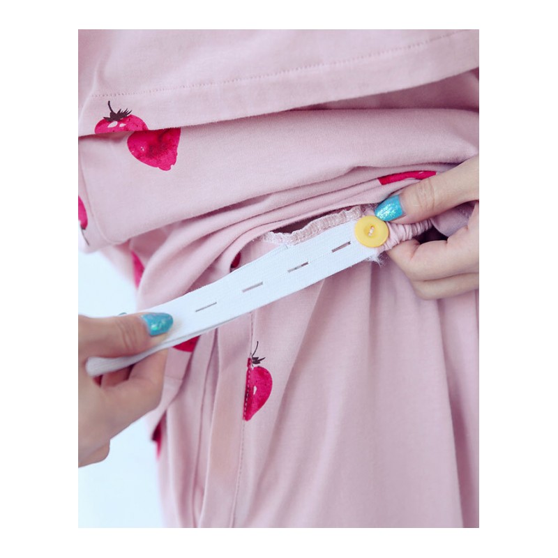 莓睡衣女士哺乳月子服三件套超大码胖mm200斤可节纯棉孕妇服M建议80-100斤