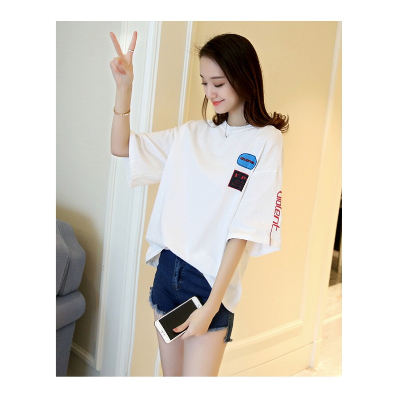 2018新款夏女装学生ins半袖白上衣bf宽松韩版ulzzang百搭短袖T恤清新白色