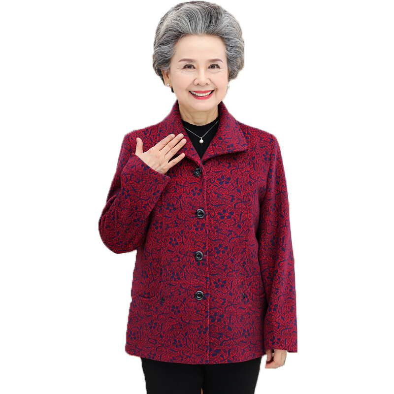 老年人秋装女60-70岁妈妈春秋装老人上衣服80老年女装奶奶装外套