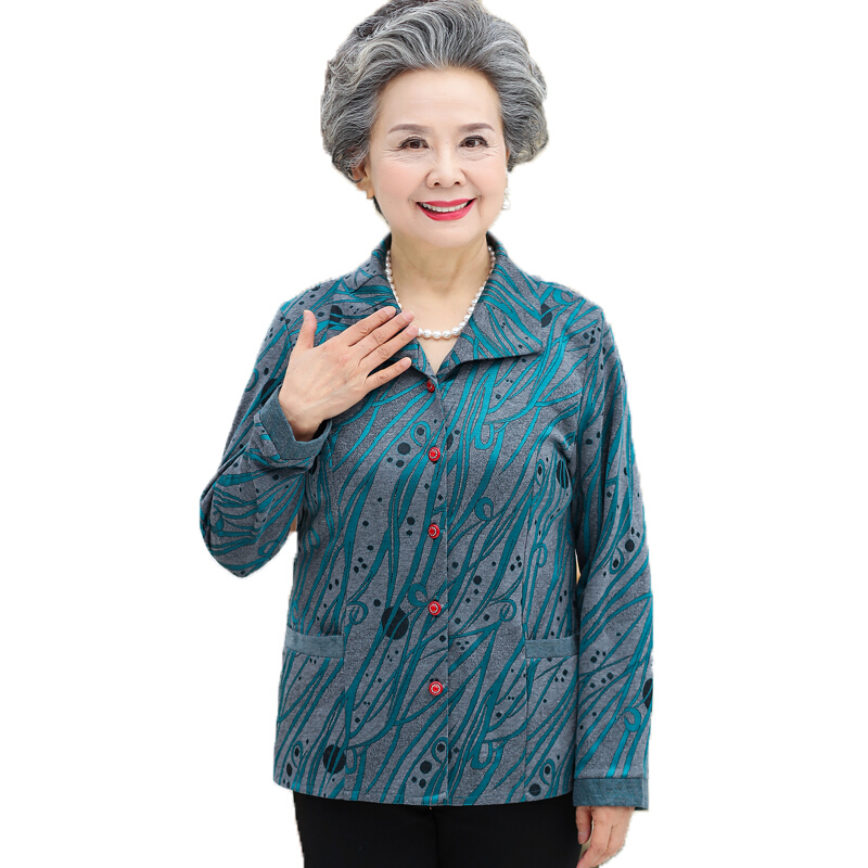 奶奶装长袖衬衫60-70-80岁老人衣服中老年女装妈妈装春秋上衣外套