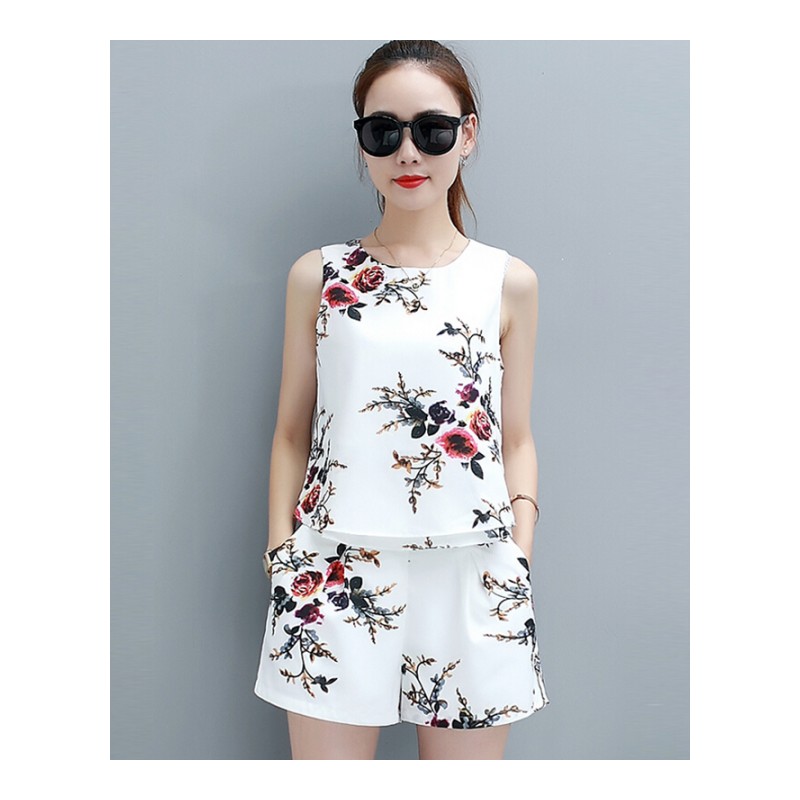 小清新套装女2018女装韩版潮时尚夏季高腰花苞洋气短裤两件套fjq