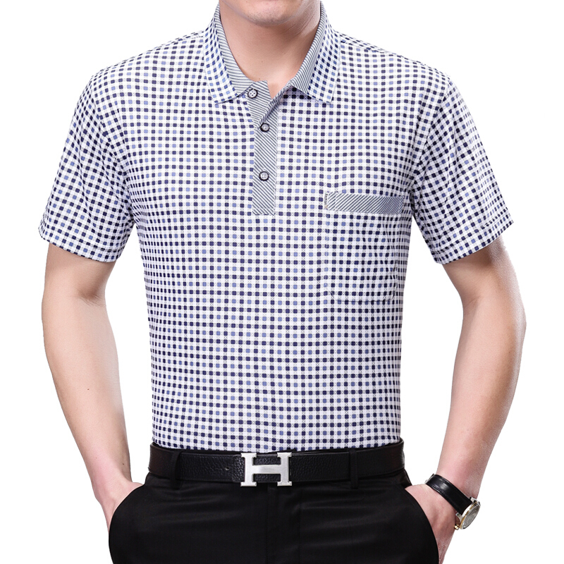 爸爸短袖T恤男夏40-50岁棉中年人夏装中老年男装爷爷夏天上衣ljq