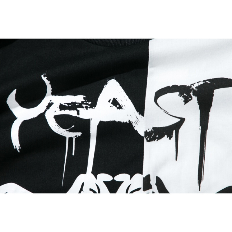 国潮街头潮牌拼接翅膀短袖T恤OS版手绘涂鸦恶魔中袖宽松情侣teeqd