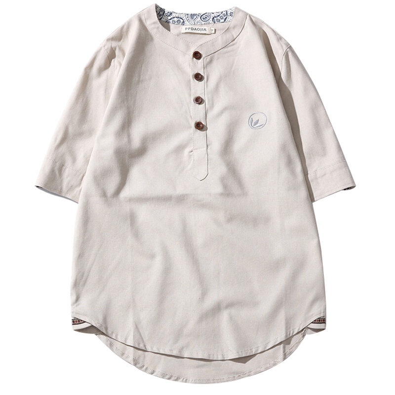 夏季中国风亚麻短袖T恤男士大码韩版宽松休闲体恤潮流学生半袖男