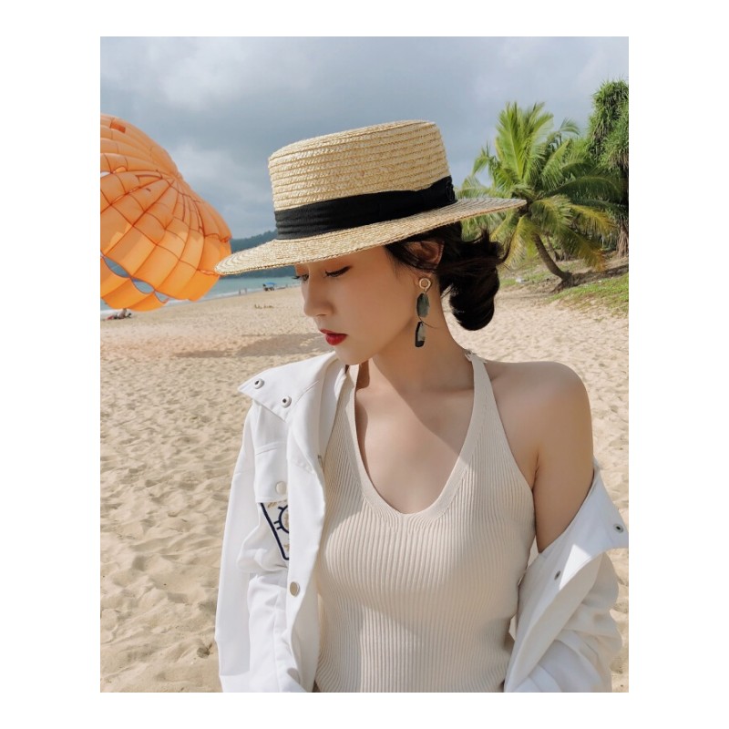 2018夏装新款女装上衣 韩版百搭修身显瘦纯色针织背心带女夏 黑色 均码