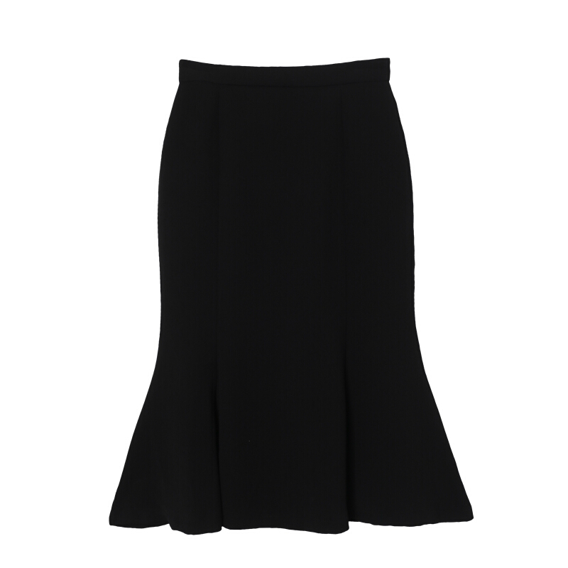 2018夏装新款女裙子韩版黑色荷叶边鱼尾半身裙中长款高腰包臀裙黑色