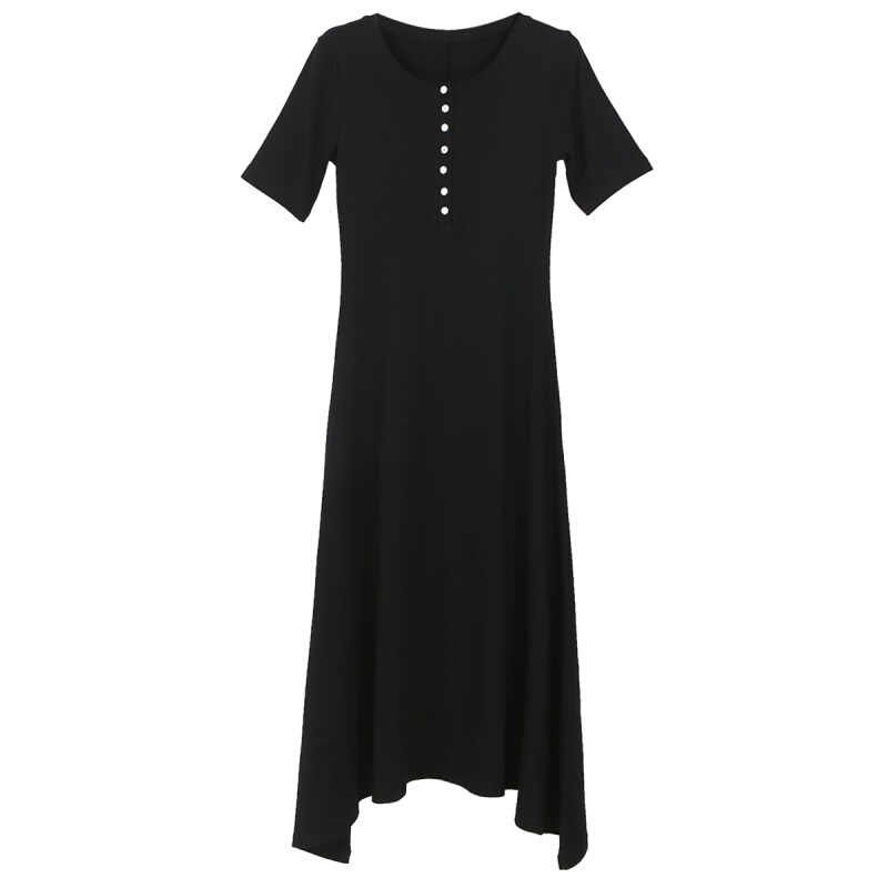 夏季2018新款sukol冷淡风超仙初恋裙复古学生中长款少女连衣裙黑黑色