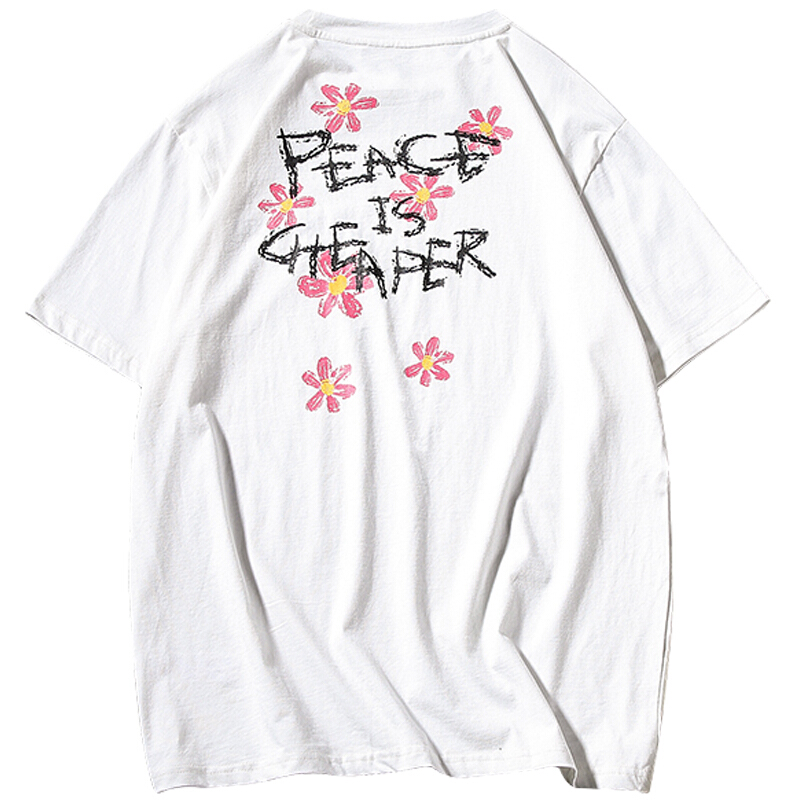 夏季日系碎花短袖T恤男士加肥加大码韩版修身半袖潮流衣服胖子男