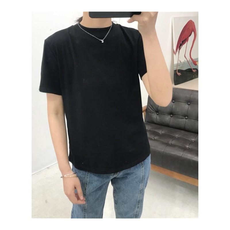 2018夏季新款短袖T恤女韩版时尚百搭纯色圆领光板半袖打底衫体恤2号均码