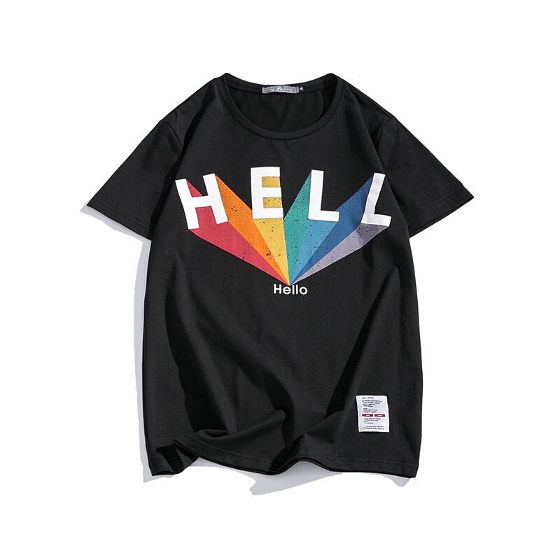 夏季个性印花短袖T恤男士加肥加大码韩版宽松半袖潮流青年体恤男