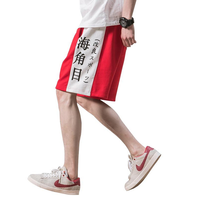 夏季中国风印花休闲短裤男士加肥大码宽松运动五分裤潮流男短裤子