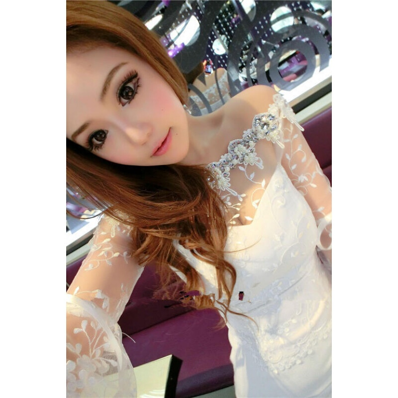 夜场女装2018新款春秋装韩版性感夜店蕾丝钉珠名媛露肩气质连衣裙