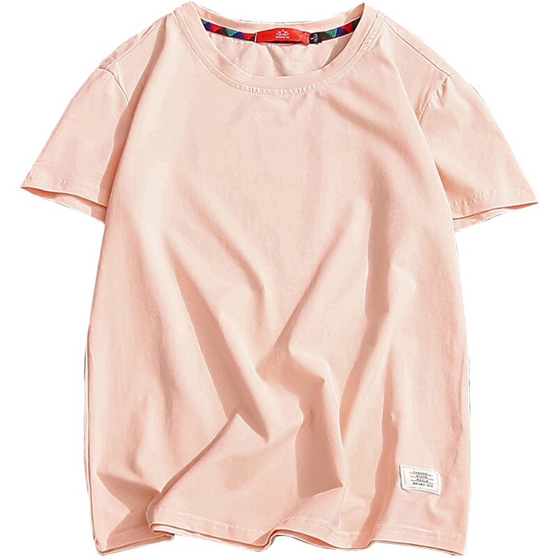 夏季纯色圆领短袖T恤男士加肥加大码韩版修身半袖潮流百搭体恤衫