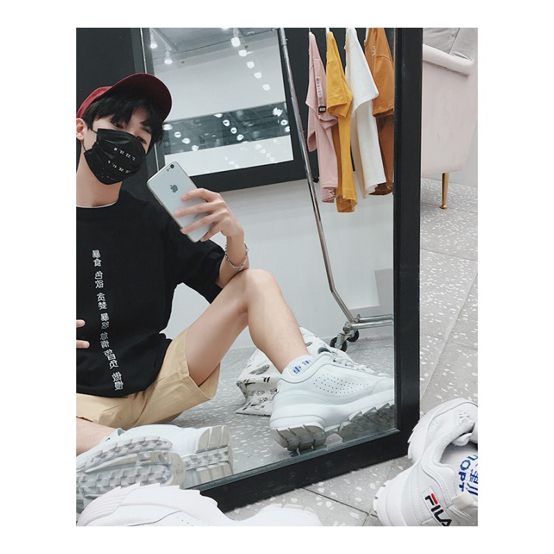 18夏季新款六宗罪印花情侣宽松短袖棉T恤韩版BF潮流男女半袖体恤