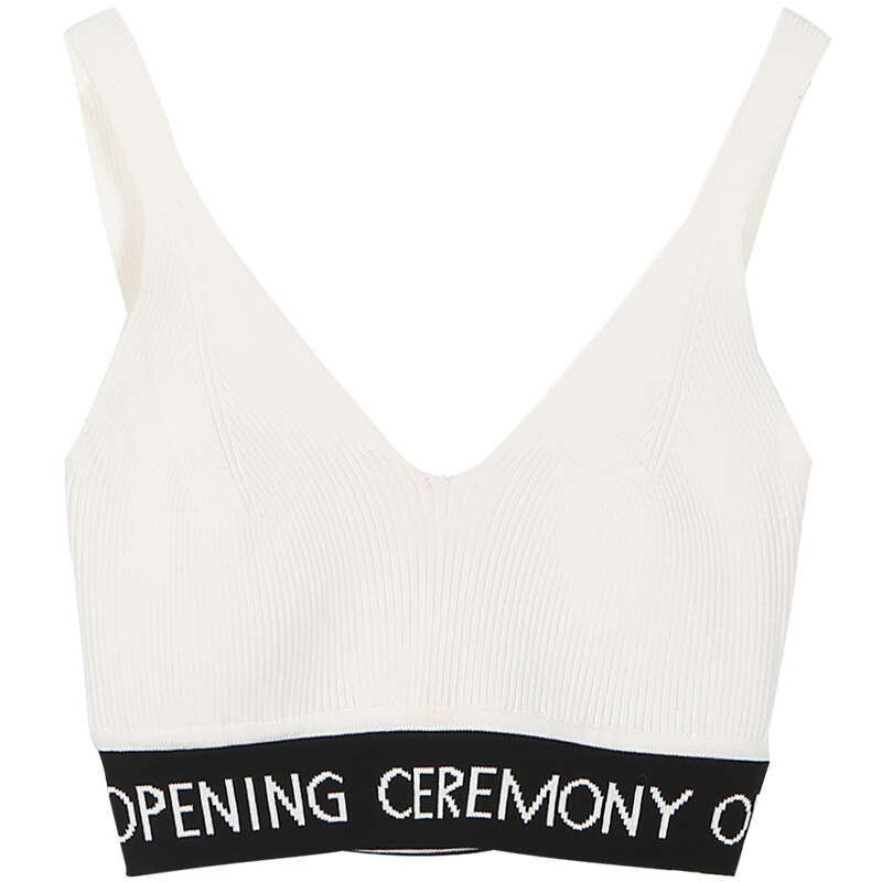 港味复古2018新款女装夏百搭修身短款字母内搭打底针织背心带女白色均码